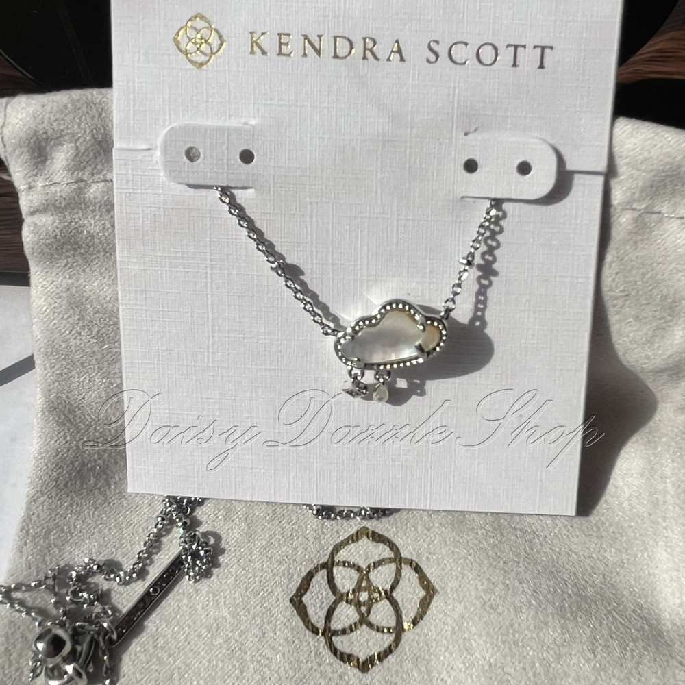 ✨New Kendra Scott Celeste Cloud Rhodium Plated Silver Short Pendant Necklace 🌧️